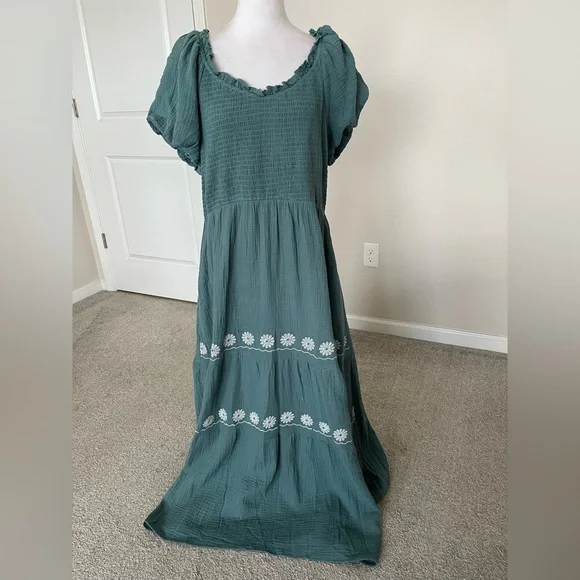 NWT Baevely Green Boho Maxi Dress Size 1X - Picture 5 of 11